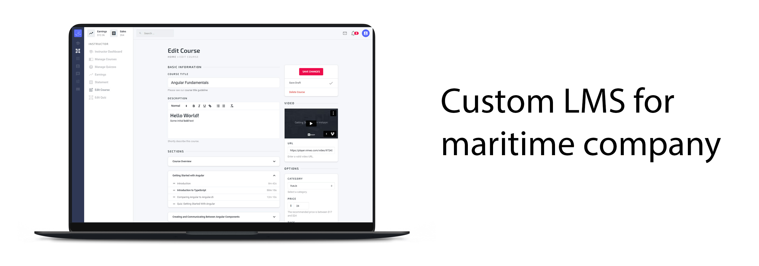 Custom LMS for maritime company